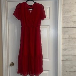 NWT red midi dress w belt